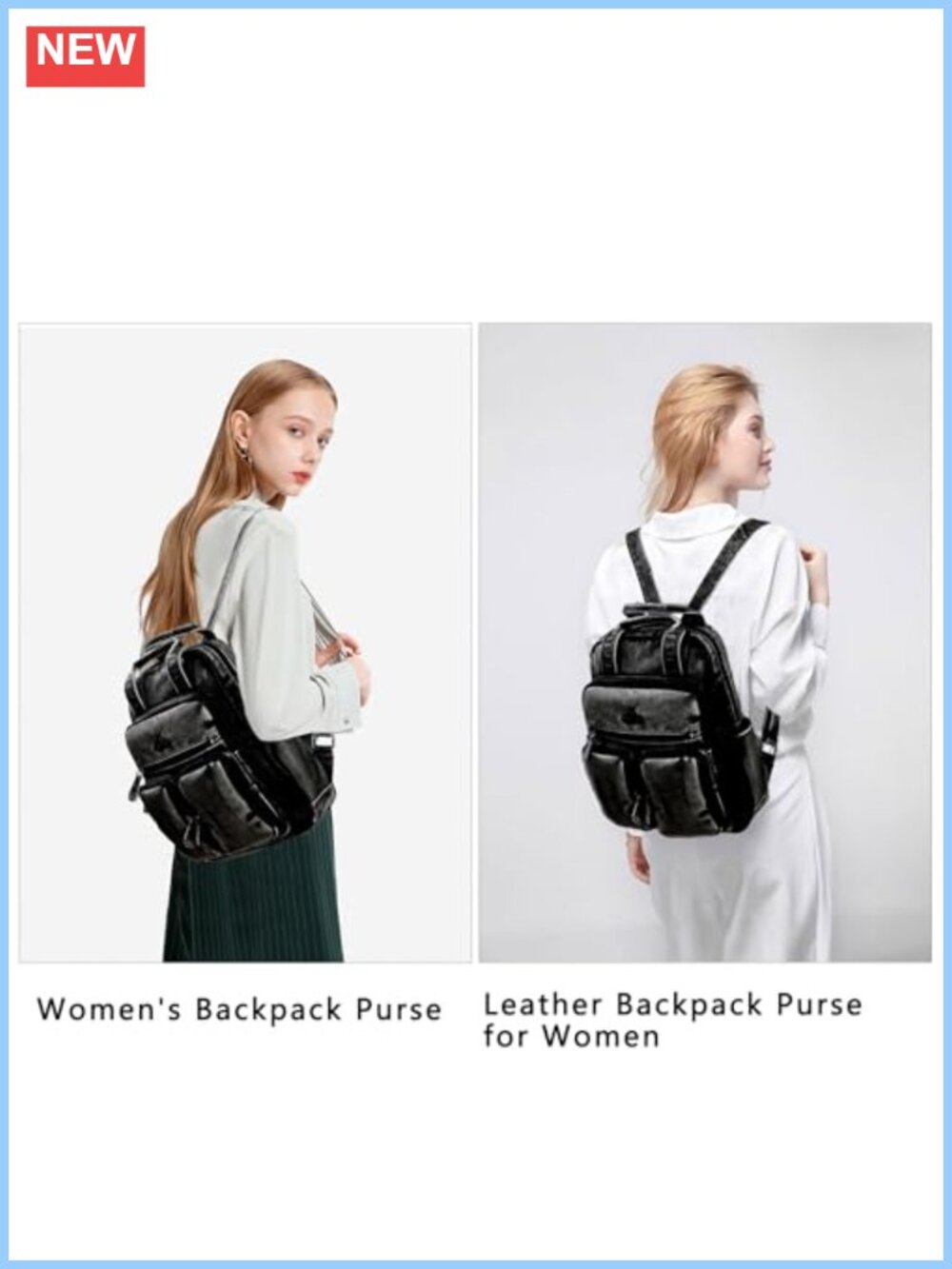 Soft Vegan Leather Backpack Purse Women Multi Pocket Travel Daypack Anti-Theft - Picture 5 of 5